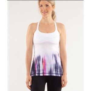 LULULEMON Scoop Me Up Women's Tank Top Mirage Deep Indigo / White size 6, NWT